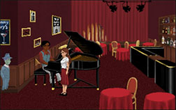 At Johnny Ivory's the first things of importance are the sheet music on the piano and the photo on the wall behind the piano player.